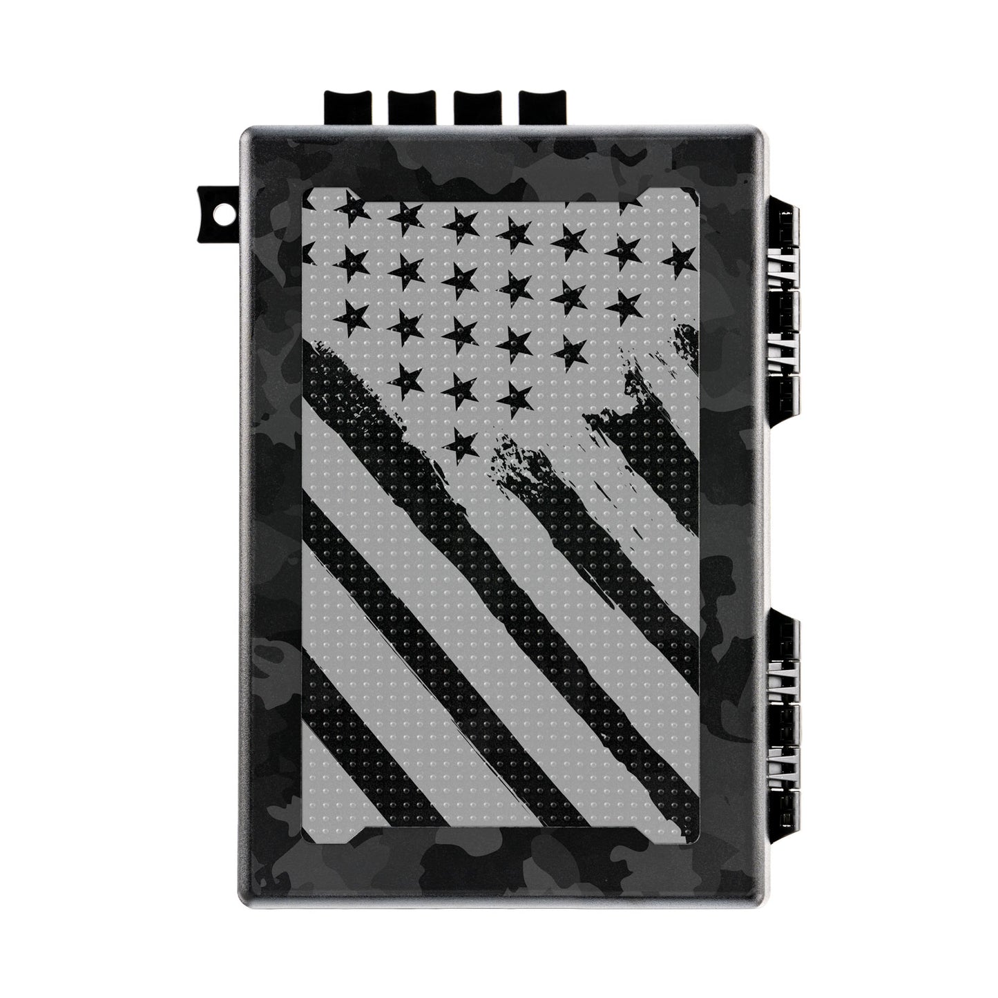 StopBox flag camo secure lockbox with mechanical entry system – front view
