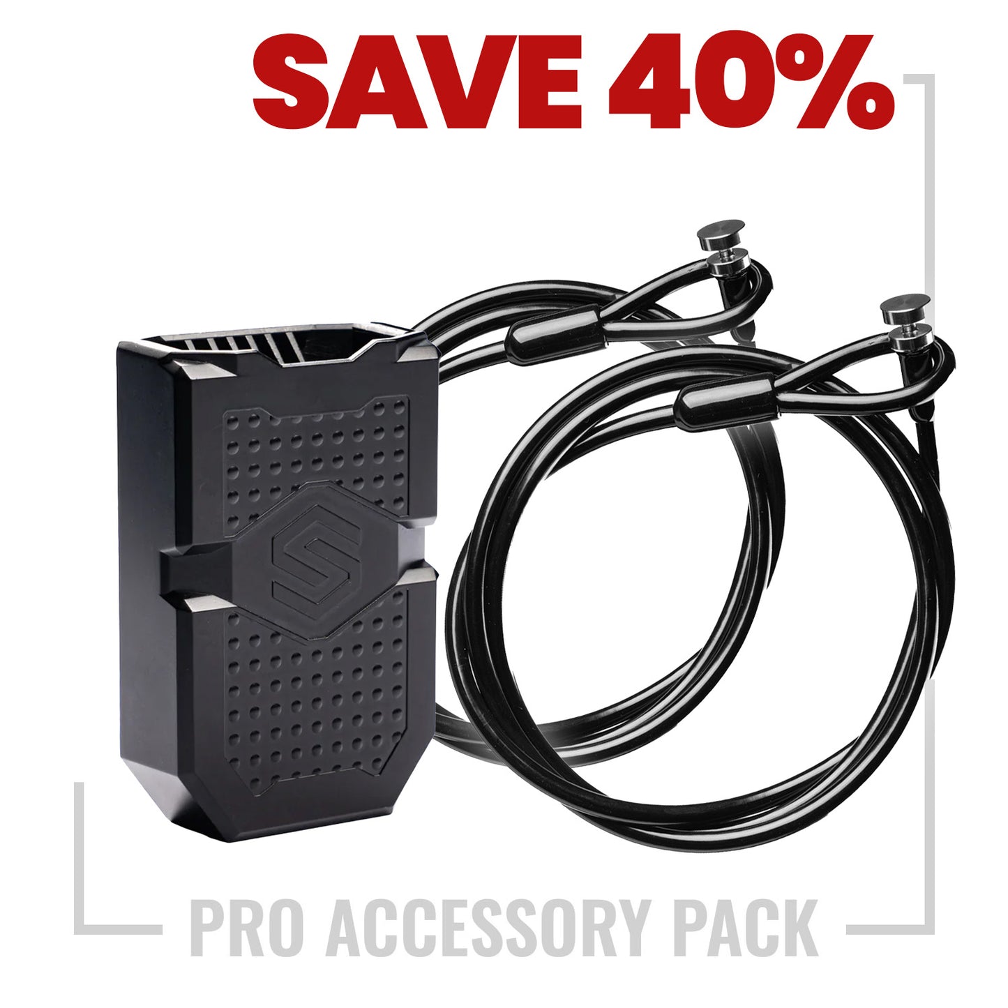 Pro accessory pack featuring a black carrier and two black cables, with a 40% discount banner above.